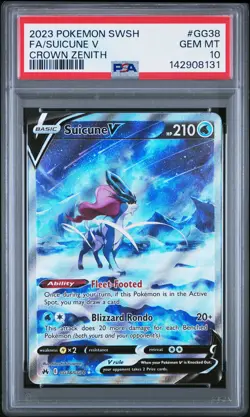 2023 POKEMON SWORD & SHIELD CROWN ZENITH #GG38 FULL ART/SUICUNE V PSA 10 - Image 1