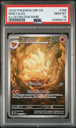 Pokemon PSA 10 Ninetales #199 Illustration Rare Obsidian Flame 2023 English - Image 2