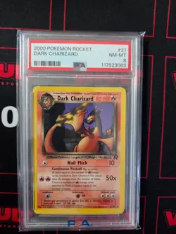 2000 Pokemon Dark Charizard Team Rocket #21 PSA 8 - Image 1