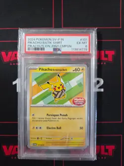 2024 Pokemon Pikachu Batik Shirt Indonesia Journey #101 PSA 6 - Image 1