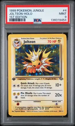 1999 POKEMON JUNGLE 1ST ED #4 JOLTEON-HOLO PSA 9 - Image 1