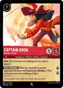 Disney Lorcana TCG - The First Chapter Captain Hook Ruthless Pirate Rare 107/204 - Image 1