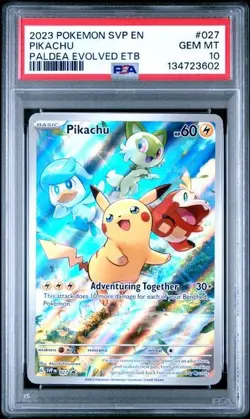2023 POKEMON SVP EN-SV BLACK STAR PROMO #027 PIKACHU PSA 10 - Image 1