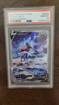 Suicune V GG38/GG70 Crown Zenith: Galarian Gallery Holo Pokemon Card PSA 10 - Image 1