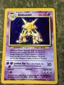 Pokemon Alakazam 1/102 Base Set Holo Unlimited Rare Card - Image 1