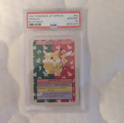 Pokemon 1997 TopSun Pikachu Blue Back #25 PSA 10 GEM MT Japanese Card - Image 1