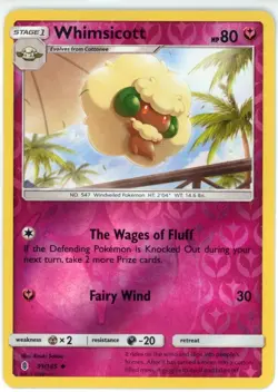 Pokemon TCG Whimsicott 91/145 Sm-Guardians Rising Reverse Holo - Image 1