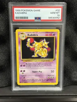 Pokemon TCG Kadabra Base Set, Unlimited Uncommon 32/102 1999 WOTC PSA 10 - Image 1