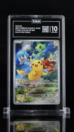 2023 POKEMON SVP EN-SV BLACK STAR PROMO #027 PIKACHU TAG 10 - Image 1
