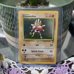 2000 Pokemon Base Set 2 Hitmonchan Holo 8/130 BGS 2.5 PSA CGC Vintage - Image 1