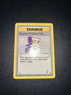 Pokemon TCG Imposter Professor Oak 102/130 Base Set 2 Non-Holo Rare NM/LP - Image 1