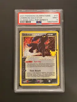 Pokemon Umbreon Gold Star 17/17 Celebrations Classic CollectionPSA 9 - Image 1