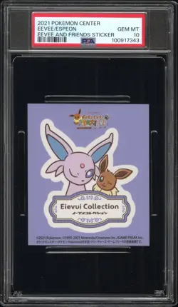 2021 POKEMON CENTER EXPLORATION CAMPAIGN STICKER EEVEE/ESPEON PSA 10 - Image 1