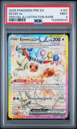 2025 POKEMON PRE EN-PRISMATIC EVOLUTIONS #167 EEVEE EX PSA 9 - Image 1