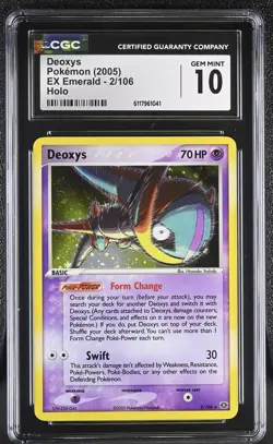 CGC 10 GEM MINT Deoxys 2005 EX Emerald 2/106 Holo Pokemon Card - Image 1