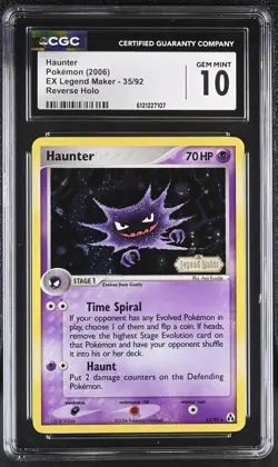 CGC 10 Haunter 2006 EX Legend Maker 35/92 Reverse Holo STAMPED Pokemon Card - Image 1