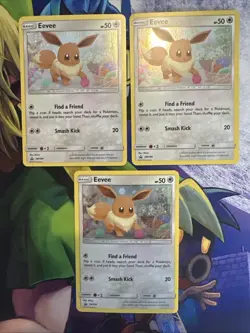 Eevee Pokemon TCG Cards Sun & Moon Black Star Promo #SM184 Cosmos Holo 3 Piece - Image 1