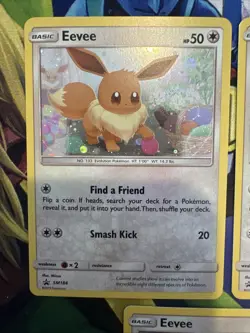 Eevee Pokemon TCG Cards Sun & Moon Black Star Promo #SM184 Cosmos Holo 3 Piece - Image 2