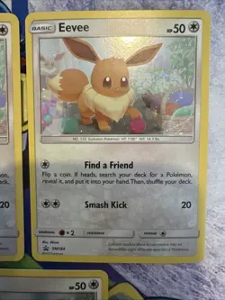 Eevee Pokemon TCG Cards Sun & Moon Black Star Promo #SM184 Cosmos Holo 3 Piece - Image 3