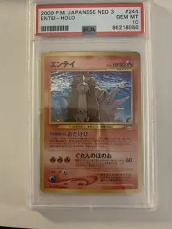 2000 Pokemon Entei Holo Swirl #244 Neo 3 PSA 10 Japanese - Image 1