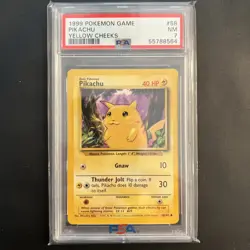1999 POKEMON BASE SET UNLIMITED YELLOW CHEEKS #58 PIKACHU PSA 7 - Image 1