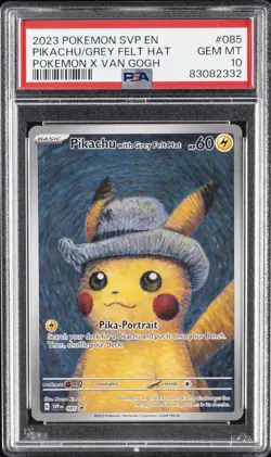 2023 POKEMON SVP EN-SV BLACK STAR PROMO #085 PIKACHU WITH GREY FELT HAT PSA 10 - Image 1