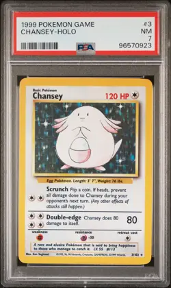 1999 POKEMON GAME #3 CHANSEY - HOLO PSA 7 Base Set - Image 1