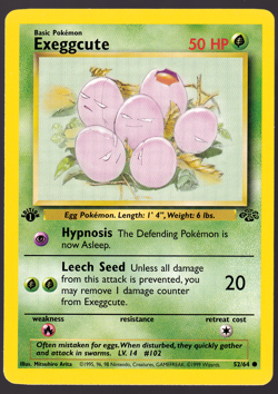Exeggcute 52/64 1st Edition Jungle Pokemon Card 1999 LP - Image 1