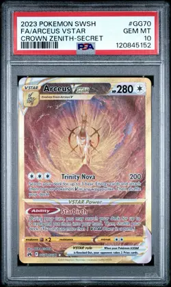 Arceus Vstar GG70/GG70 Secret Sword Shield Crown Zenith Pokemon PSA 10 - Image 1