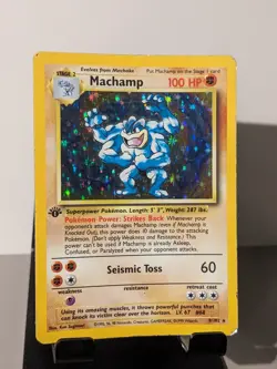Pokemon TCG Machamp 1st Edition Holo Rare Card Base Set 8/102 - Image 1