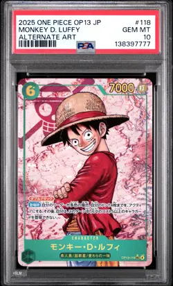 2025 ONE PIECE JPN OP13-CARRYING ON HIS WILL #118 MONKEY D. LUFFY PSA 10 - Image 1