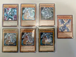 Yugioh TCG Lot Of 7 Blue Eyes White / Shining Dragon Cards - Image 1