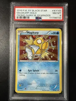 Pokemon Magikarp Shiny M. Gyarados Black Star Holo Promo XY143 PSA 8 - Image 1