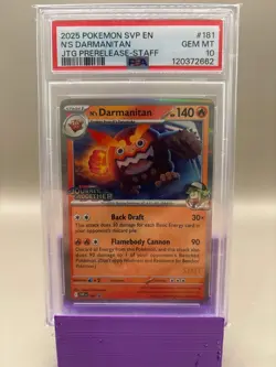 PSA 10 GEM Mint - N's Darmanitan #181 Pokemon STAFF Journey Together Prerelease - Image 1