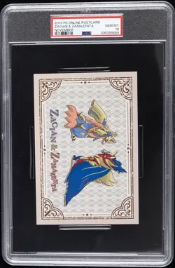 2019 POKEMON CENTER ONLINE MONTHLY POSTCARD ZACIAN & ZAMAZENTA PSA 10 - Image 1