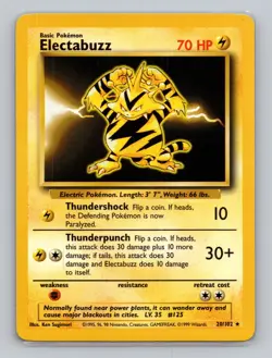 Electabuzz 20/102 Non Holo Rare Pokemon TCG WOTC Unlimited Base Set Light Play - Image 1