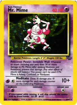 Pokemon TCG Mr. Mime Jungle 6/64 Holo Unlimited Holo Rare LP - Image 1