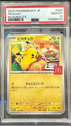 2025 POKEMON JAPANESE M-P PROMO MCDONALD'S #020 PIKACHU PSA 10 - Image 1