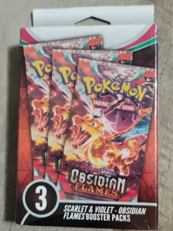 Pokemon Scarlet And Violet Obsidian Flames Box Of 3 Booster Packs - Image 1