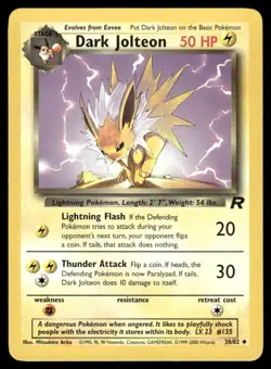 Pokemon Cards Dark Jolteon 38/82 UNLIMITED Team Rocket WOTC Uncommon NM - Image 1