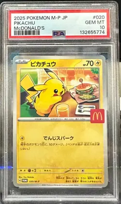 2025 POKEMON JAPANESE M-P PROMO MCDONALD'S #020 PIKACHU PSA 10 - Image 1