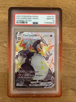 PSA 10 Gem Mint Pokemon Shining Fates Charizard VMAX #SV107 w/graded Guard - Image 1