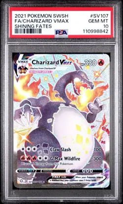 PSA 10 Gem Mint Pokemon Shining Fates Charizard VMAX #SV107 w/graded Guard - Image 3