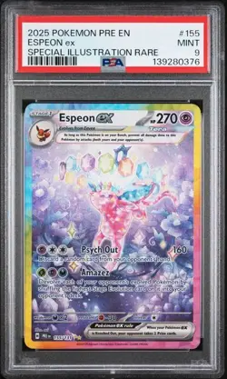 PSA 9 MINT Espeon ex 155/131 Sv: Prismatic Evolutions Holo Pokemon 2025 - Image 1