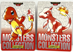 1996 Pokemon Japanese Bandai Carddass Red Charmander No. 004 & 005 (MM82) - Image 1