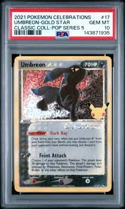 2021 POKEMON CELEBRATIONS CLASSIC COLL #17 UMBREON-GOLD STAR PSA 10 - Image 1