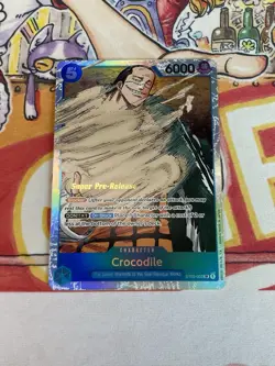 One piece Crocodile ST03-003 SR Super Pre Release Pre-Errata NM Super Rare Blue - Image 1