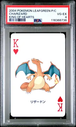 2004 POKEMON LEAFGREEN VERSION PLAYING CARDS KING OF HEARTS CHARIZARD PSA 4 - Image 1