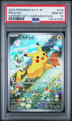 2024 POKEMON JAPANESE SV-P PROMO #218 PIKACHU SUMMER GET CAMPAIGN PACK PSA 10 - Image 1