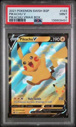 PSA 9 Pikachu V SWSH143 Celebrations Black Star Promo Pokemon Card - Image 1